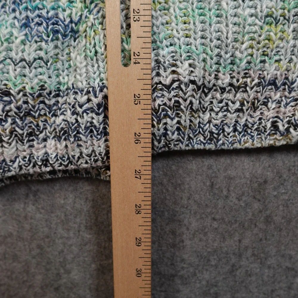 J Jill Sweater Womens Small Tunic Chunky Knit Marled Blue Stripe Cotton Pullover